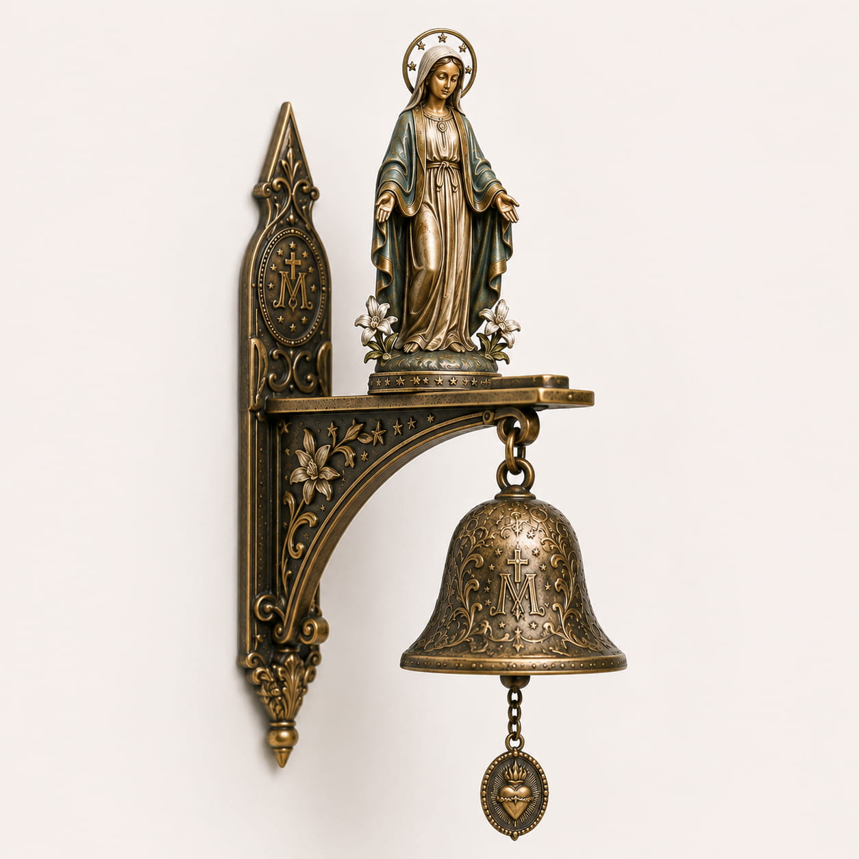 ✨ Our Lady of Grace Bronze Miraculous Medal Wall Bell 🙏