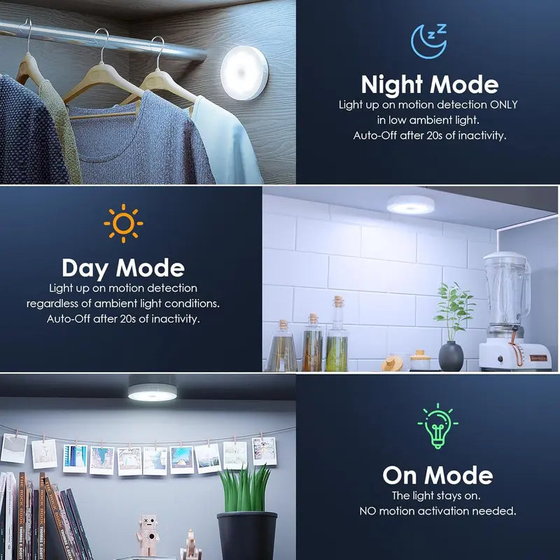 ⭐2-in-1 Stick-On Night Light (Motion + Steady Glow)