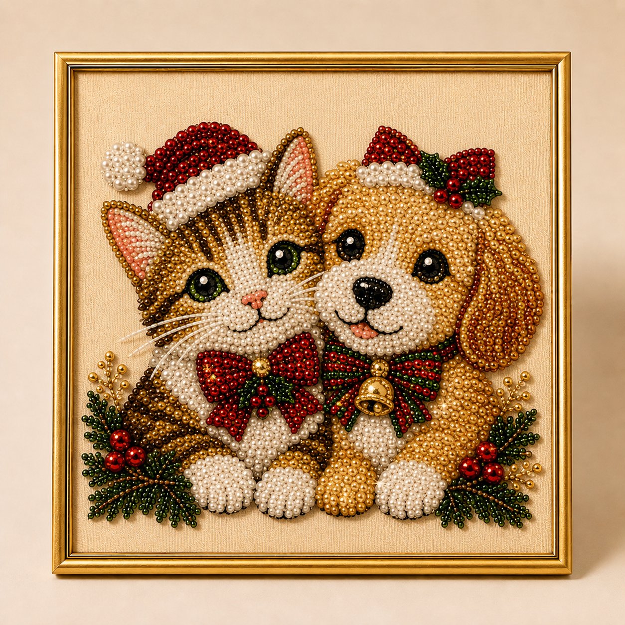 🎄LAST DAY 50% OFF – DIY Christmas Festive Pet Pearl Diamond Painting Art Kit With Frame