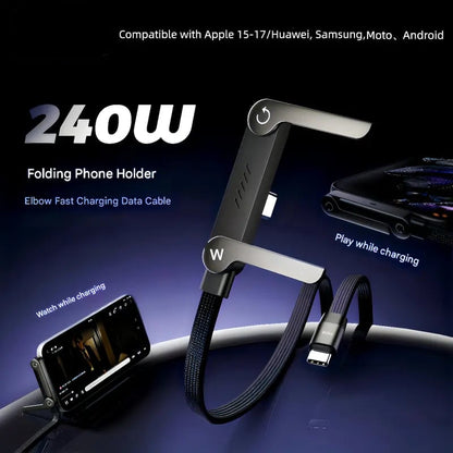 🔥Last Day 50% OFF ⚡2-in-1 Invisible Holder Charger Cable – 240W Fast Charging Cord