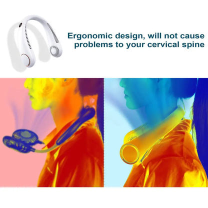 BVJ®®Portable Neck Fan, Bladeless Wearable Personal Fan, Hands-Free Cooling for Outdoor & Office