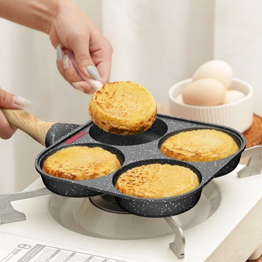 Megashytcosh Perfect Breakfast Pan with 4-Hole Design - Non-Stick Maifan Stone Egg & Pancake Griddle, Thickened Aluminum Steak Skillet, Easy Clean Healthy Cooking for Home Kitchen