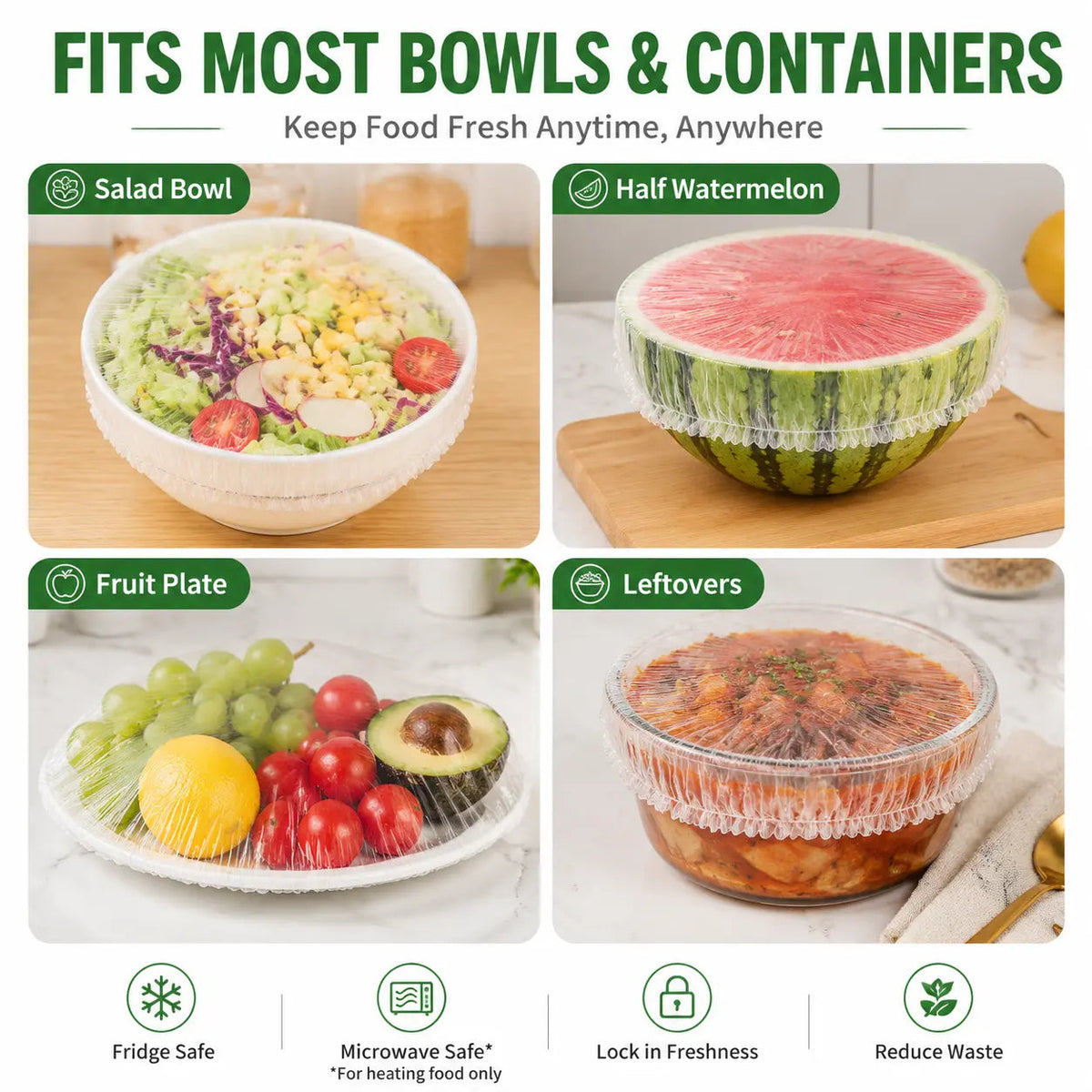 100PCS Disposable Stretch Food Covers for Bowls & Plates🛒 (JG)
