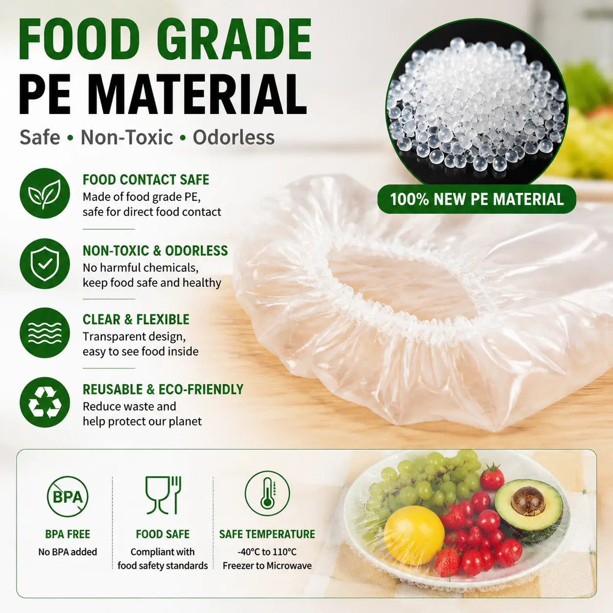 100PCS Disposable Stretch Food Covers for Bowls & Plates🛒 (JG)