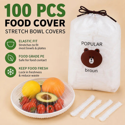 100PCS Disposable Stretch Food Covers for Bowls & Plates🛒 (JG)