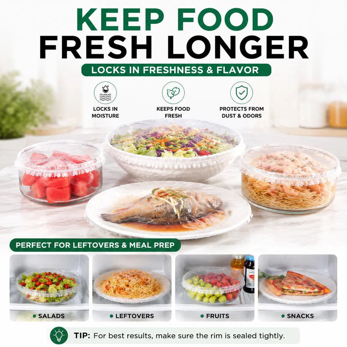 100PCS Disposable Stretch Food Covers for Bowls & Plates🛒 (JG)