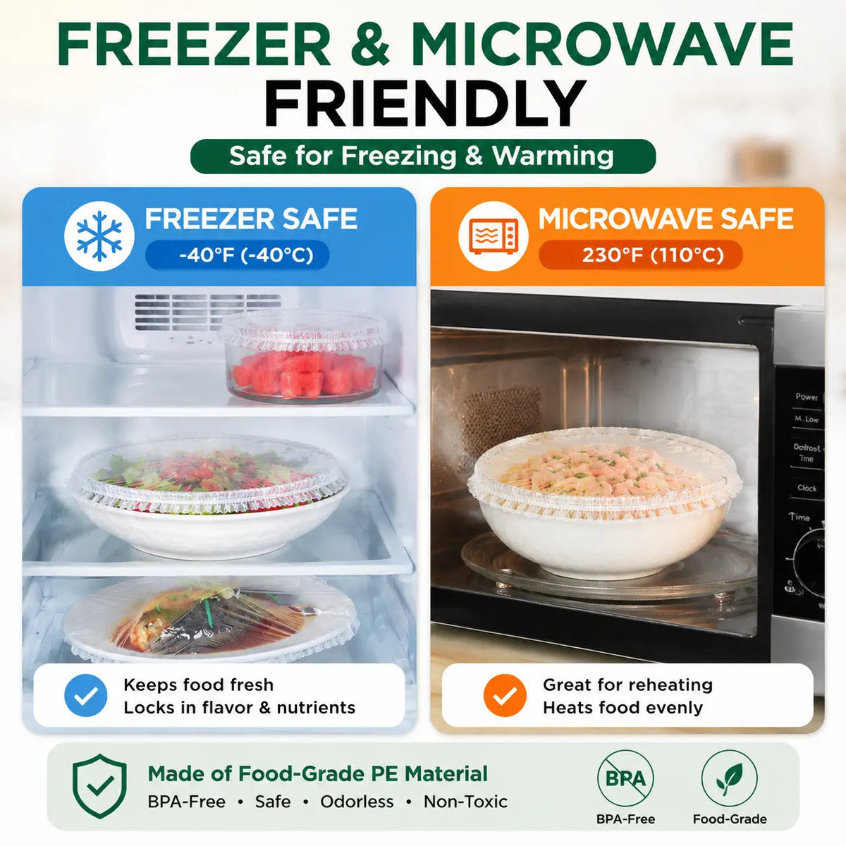 🥳LAST DAY SALE⏰️ BUY 2 GET1 FREE🎁🥳100PCS Disposable Stretch Food Covers for Bowls & Plates🛒