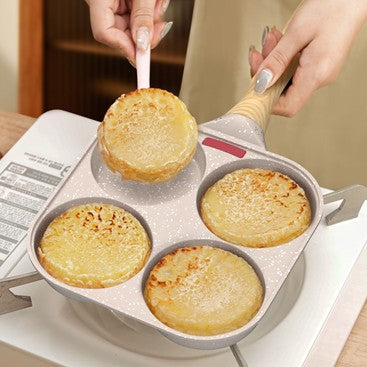 Megashytcosh Perfect Breakfast Pan with 4-Hole Design - Non-Stick Maifan Stone Egg & Pancake Griddle, Thickened Aluminum Steak Skillet, Easy Clean Healthy Cooking for Home Kitchen