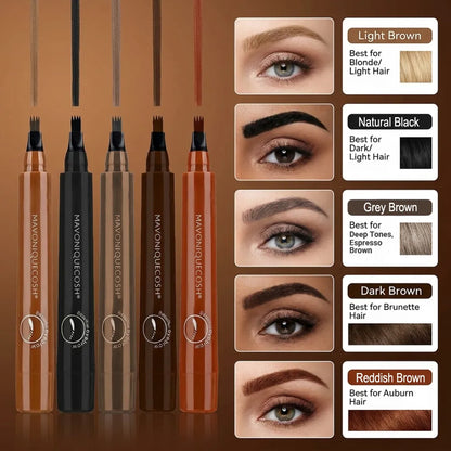 Mavoniquecosh®Instant Microblade-Effect Pen: 24H Waterproof 4-Tip Brows & Beard Filler