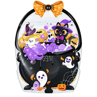 🔥 [BUY 25 GET 25 FREE] Cute & Spooky Stand-Up Resealable Halloween Treat Bags (With Carry Handle) 🍬🎃