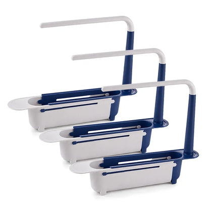⚡ [50% OFF TODAY] Updated Telescopic Sink Storage & Drain Rack — Adjustable Universal Organizer With Towel Bar 💧🧽 (JG)