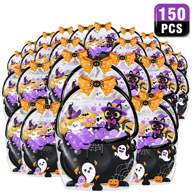 🔥 [BUY 25 GET 25 FREE] Cute & Spooky Stand-Up Resealable Halloween Treat Bags (With Carry Handle) 🍬🎃