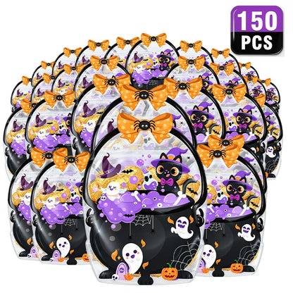 🔥 [BUY 25 GET 25 FREE] Cute & Spooky Stand-Up Resealable Halloween Treat Bags (With Carry Handle) 🍬🎃