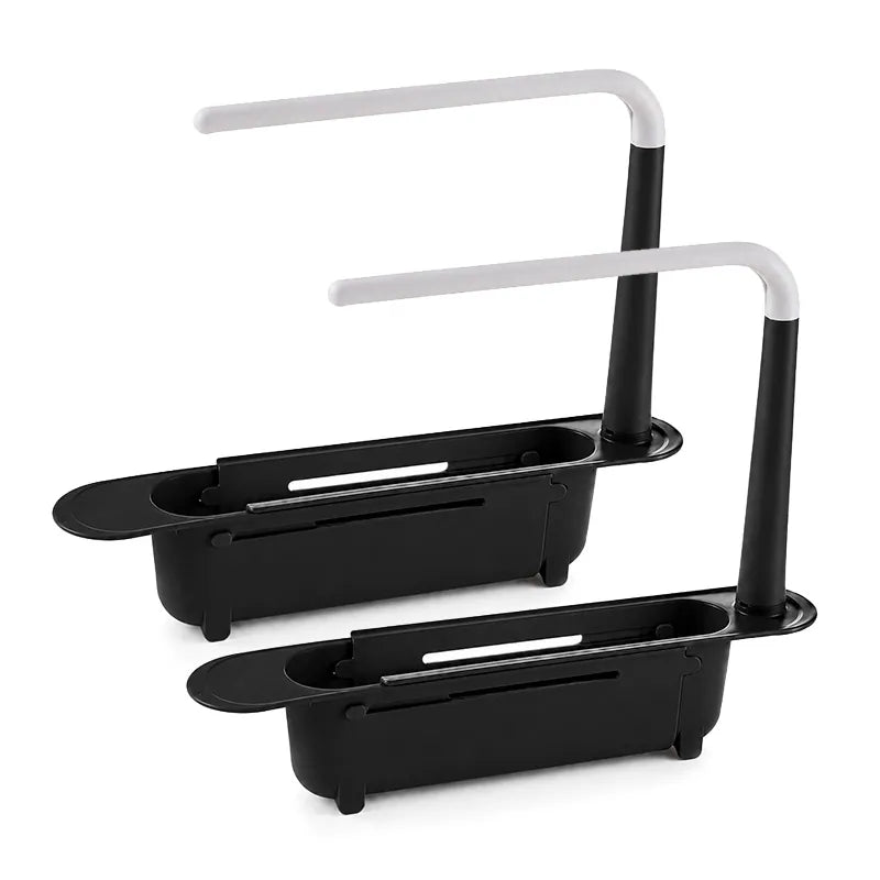 ⚡ [50% OFF TODAY] Updated Telescopic Sink Storage & Drain Rack — Adjustable Universal Organizer With Towel Bar 💧🧽 (JG)