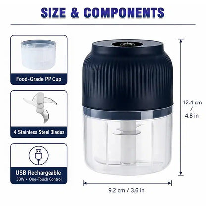 🔥 [50% OFF TODAY] 1-Touch Mini Electric Food Shredder — Portable USB Garlic & Meat Chopper ⚡🧄 (JG)