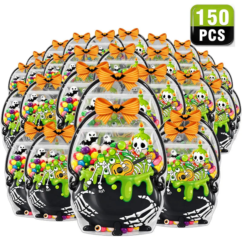 🔥 [BUY 25 GET 25 FREE] Cute & Spooky Stand-Up Resealable Halloween Treat Bags (With Carry Handle) 🍬🎃