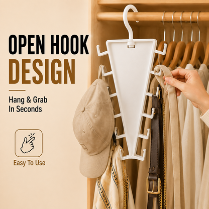 ✨ [BUY 1 GET 1 FREE] 12-Hook V-Shaped Closet Organizer – 360° Swivel Space-Saving Rack for Hats, Belts & Bags 🪝❤️