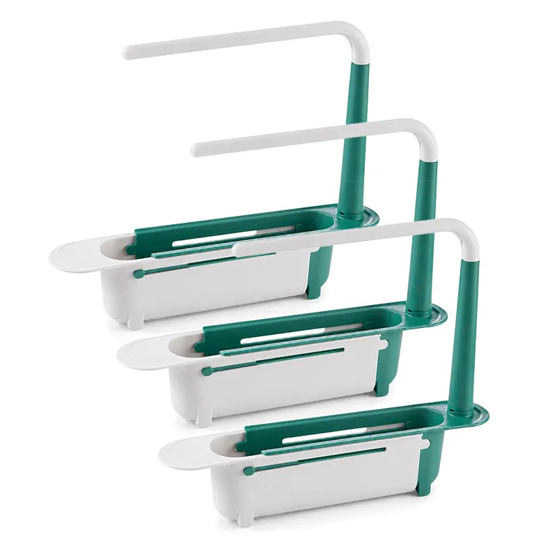 ⚡ [50% OFF TODAY] Updated Telescopic Sink Storage & Drain Rack — Adjustable Universal Organizer With Towel Bar 💧🧽 (JG)