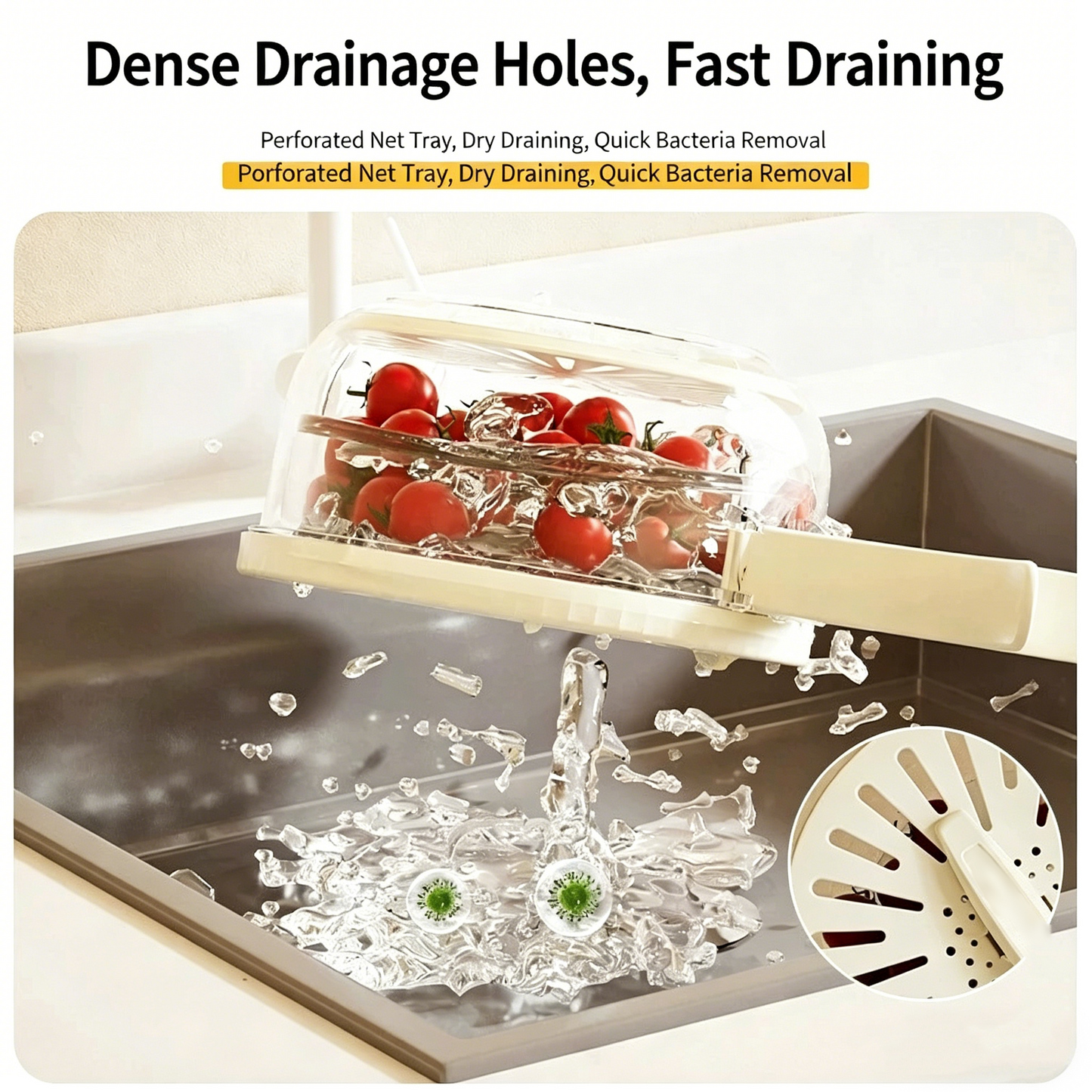 🔥2026 Hot Sale🧺BVJ® Collapsible Drain Basket with Handle – Wash, Drain & Fresh Storage All-in-One 💧✨