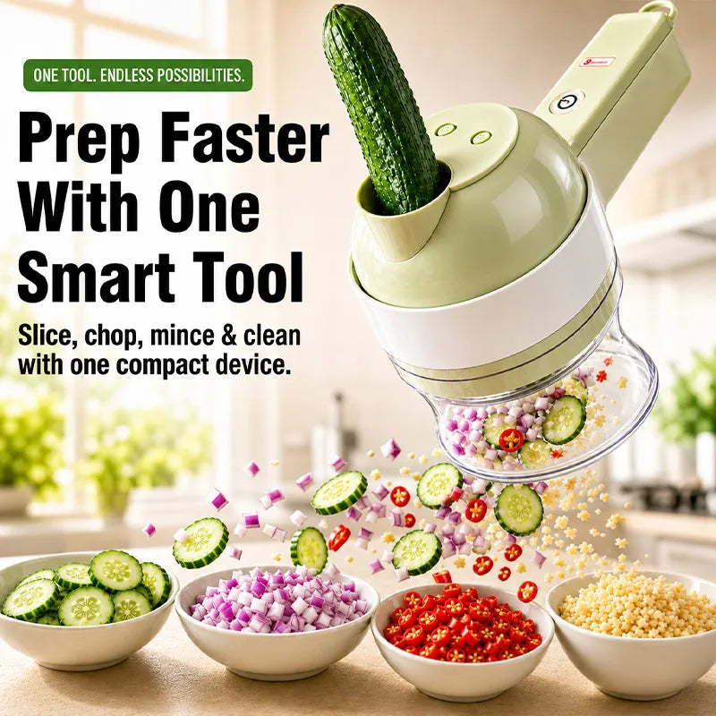 🔥 [50% OFF TODAY] 5-in-1 Handheld Electric Vegetable Cutter & Slicer Set (With Cleaning Brush) ⚡🥦