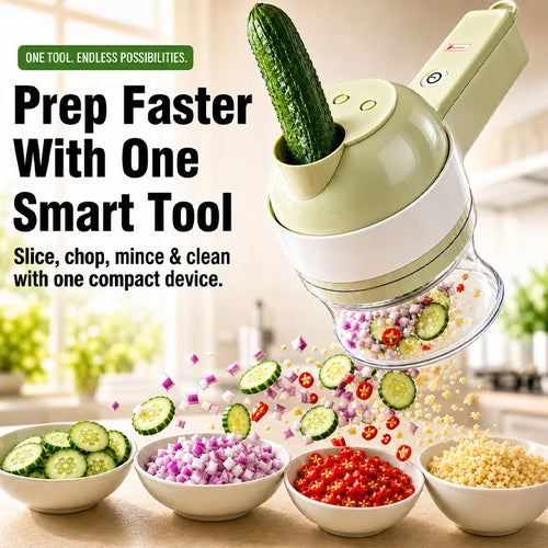 🔥 [50% OFF TODAY] 5-in-1 Handheld Electric Vegetable Cutter & Slicer Set (With Cleaning Brush) ⚡🥦