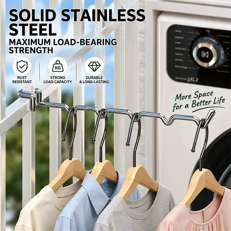 🔥[BOGO FREE Today Only] Stainless Steel Instant Hanging Drying Rack — Tool-Free Balcony Space Saver ✨