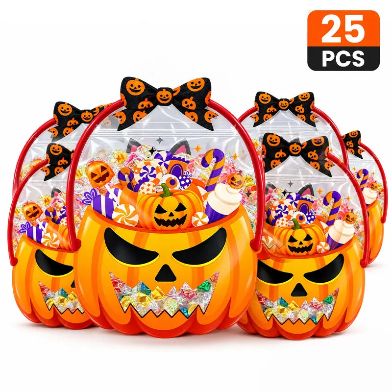 🔥 [BUY 25 GET 25 FREE] Cute & Spooky Stand-Up Resealable Halloween Treat Bags (With Carry Handle) 🍬🎃