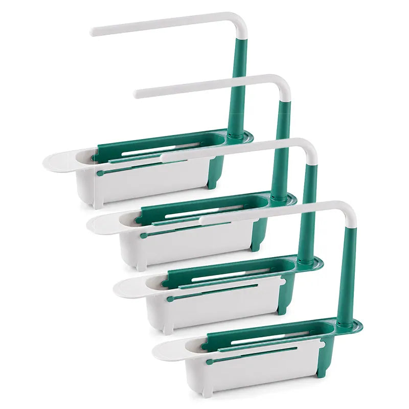 ⚡ [50% OFF TODAY] Updated Telescopic Sink Storage & Drain Rack — Adjustable Universal Organizer With Towel Bar 💧🧽 (JG)