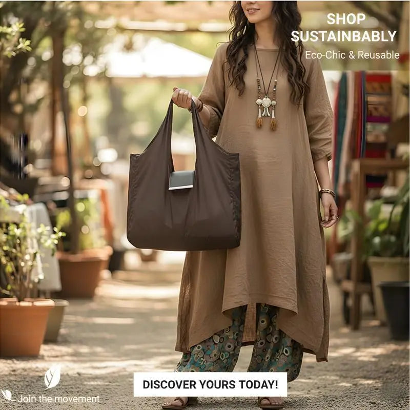 Foldable Keychain Tote Bag (With Vegan Leather Case) — Heavy-Duty 50lb Reusable Pocket Shoulder Bag 👜✨ (jg)