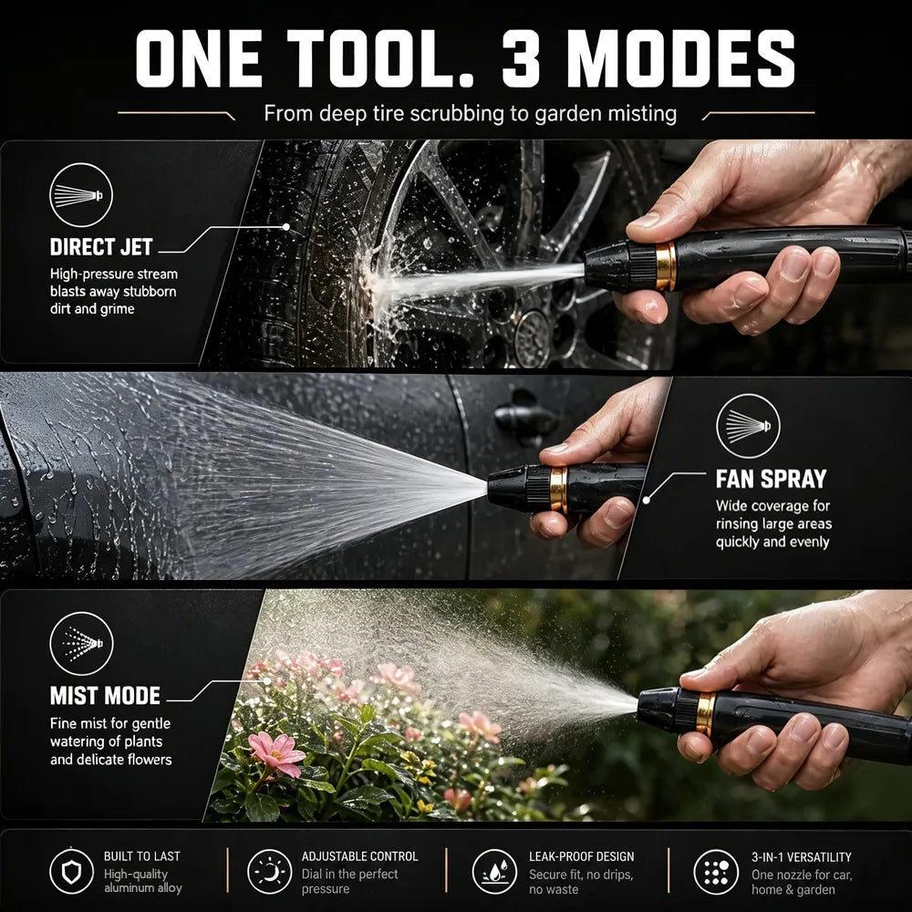 BVJ®🏡3-in-1 All-Alloy High-Pressure Nozzle: Home & Car Sprayer