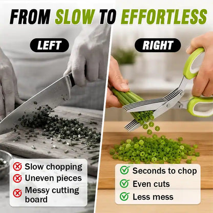 ⚡ [Buy 2 GET 1 FREE] 5-Blade Stainless Steel Herb Scissors Set — Chop Fresh Herbs & Scallions 5x Faster 🌿✂️-JG