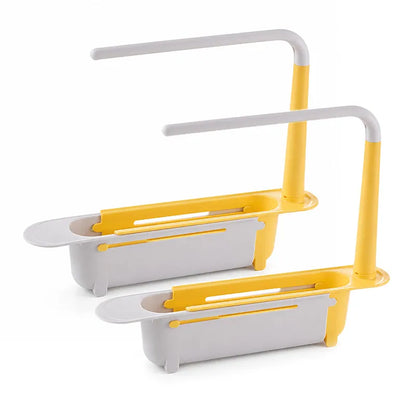 ⚡ [50% OFF TODAY] Updated Telescopic Sink Storage & Drain Rack — Adjustable Universal Organizer With Towel Bar 💧🧽 (JG)
