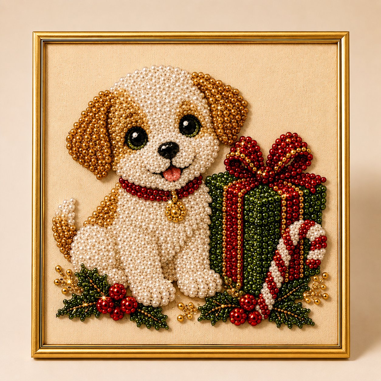 🎄LAST DAY 50% OFF – DIY Christmas Festive Pet Pearl Diamond Painting Art Kit With Frame