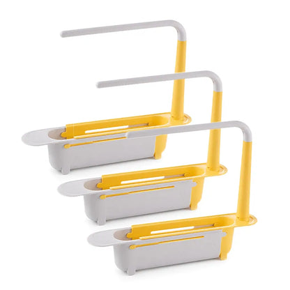 ⚡ [50% OFF TODAY] Updated Telescopic Sink Storage & Drain Rack — Adjustable Universal Organizer With Towel Bar 💧🧽 (JG)