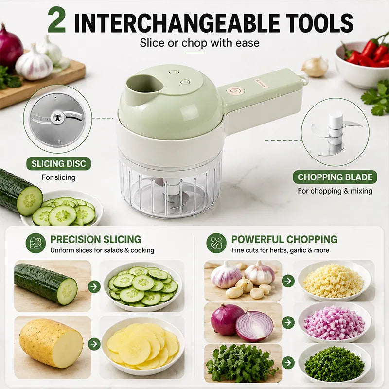 🔥 [BUY 2 GET 1 FREE] 5-in-1 Handheld Electric Vegetable Cutter & Garlic Mincer Set ⚡🥦 (JG)
