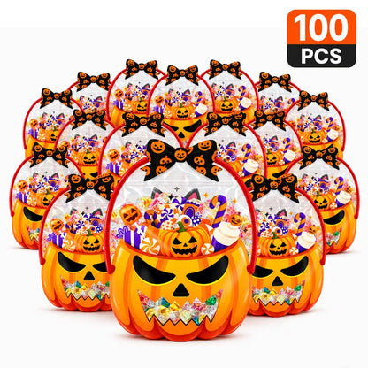 🔥 [BUY 25 GET 25 FREE] Cute & Spooky Stand-Up Resealable Halloween Treat Bags (With Carry Handle) 🍬🎃 (JG)