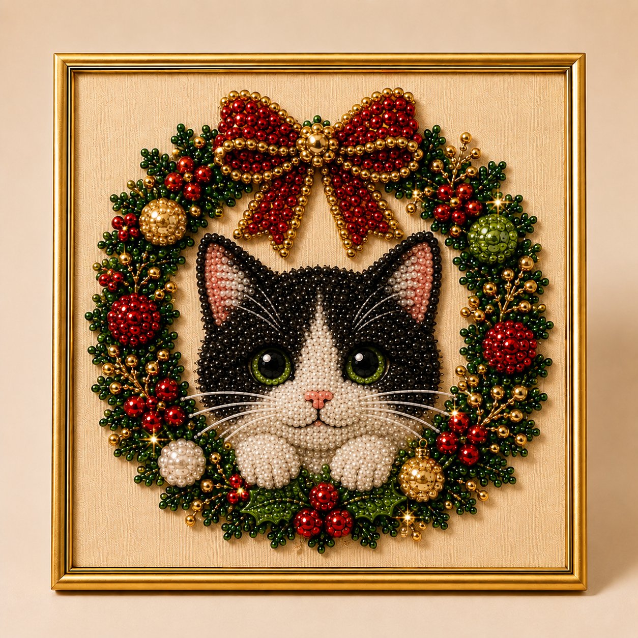 🎄LAST DAY 50% OFF – DIY Christmas Festive Pet Pearl Diamond Painting Art Kit With Frame
