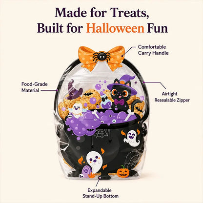 🔥 [BUY 25 GET 25 FREE] Cute & Spooky Stand-Up Resealable Halloween Treat Bags (With Carry Handle) 🍬🎃
