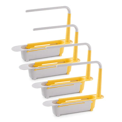 ⚡ [50% OFF TODAY] Updated Telescopic Sink Storage & Drain Rack — Adjustable Universal Organizer With Towel Bar 💧🧽 (JG)