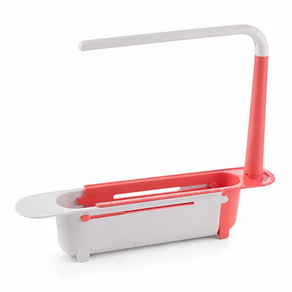 ⚡ [50% OFF TODAY] Updated Telescopic Sink Storage & Drain Rack — Adjustable Universal Organizer With Towel Bar 💧🧽 (JG)