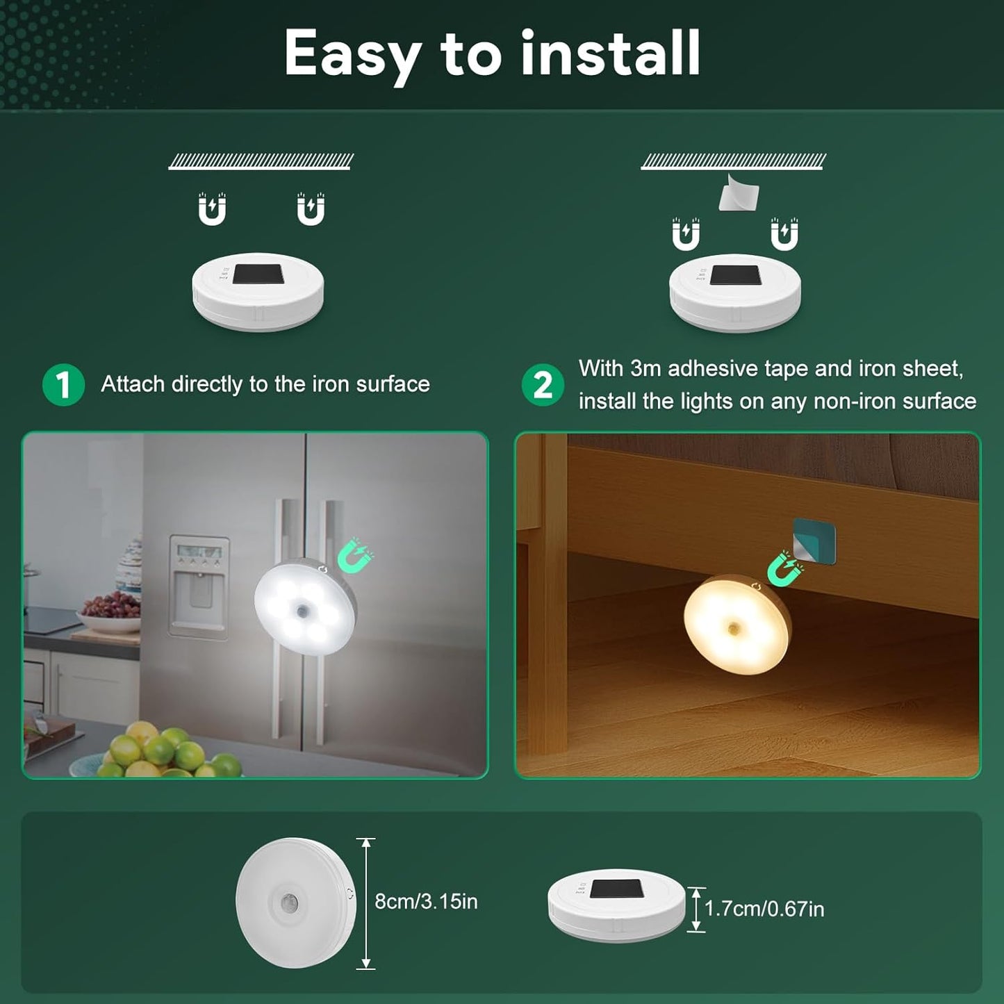 ⭐2-in-1 Stick-On Night Light (Motion + Steady Glow)