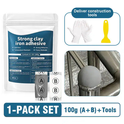 Steel Reinforced Epoxy Repair Putty (100g Kit + Scraper & Gloves) — Heavy-Duty Metal, Wood & Concrete Fix 🧱✨ (JG)