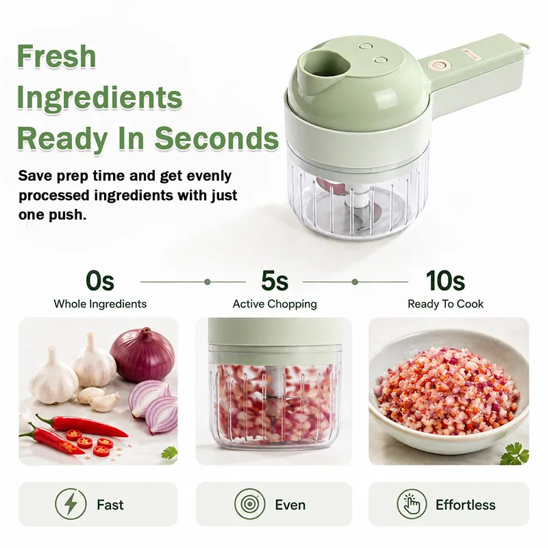 🔥 [50% OFF TODAY] 5-in-1 Handheld Electric Vegetable Cutter & Slicer Set (With Cleaning Brush) ⚡🥦