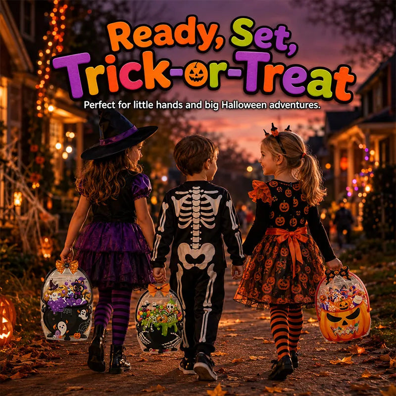🔥 [BUY 25 GET 25 FREE] Cute & Spooky Stand-Up Resealable Halloween Treat Bags (With Carry Handle) 🍬🎃