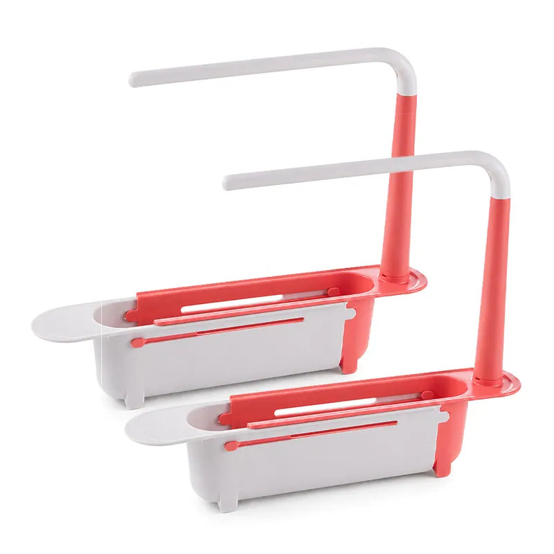 ⚡ [50% OFF TODAY] Updated Telescopic Sink Storage & Drain Rack — Adjustable Universal Organizer With Towel Bar 💧🧽 (JG)