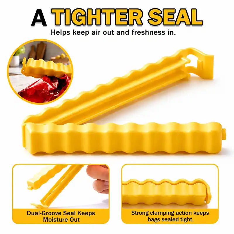 ivolune Official 💎🍟12 Cute French-Fries-Shaped Bag Clips to Seal Food Packages | Fun Magnetic Box for Easy Access | Cute Kitchen Accessories (JG)