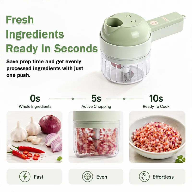 🔥 [BUY 2 GET 1 FREE] 5-in-1 Handheld Electric Vegetable Cutter & Garlic Mincer Set ⚡🥦 (JG)