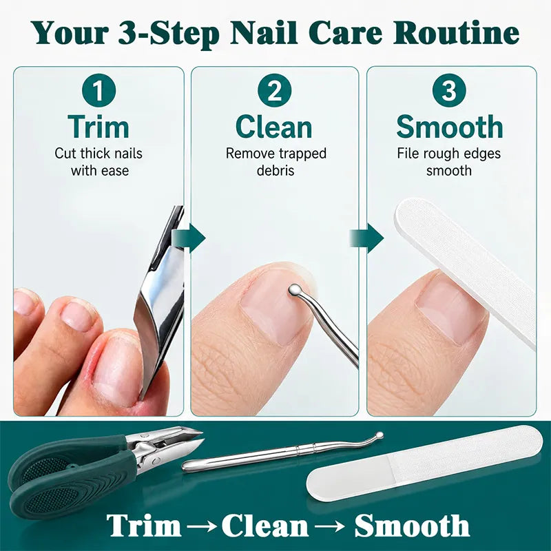 Buy 3 GET 2 FREE🎁Eagle Beak Angled Nail Clippers 3-Piece Set (With Nail Lifter & File) — Podiatrist-Grade Thick & Ingrown Toenail Trimmer 🦶✂️