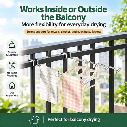 🔥[BOGO FREE Today Only] Stainless Steel Instant Hanging Drying Rack — Tool-Free Balcony Space Saver ✨