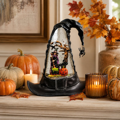 🔥🌲Witches Hat Lighted Water Lantern With Swirling Glitter🎁